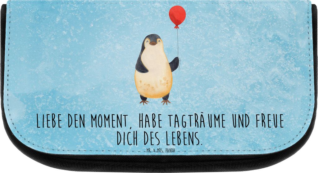 Mr. & Mrs. Panda Kulturtasche Pinguin Luftballon - Eisblau - Geschenk, Pinguine, Organizer, Kulturbeutel, schmink, Geschenkidee, Liebe, Schminktasc...