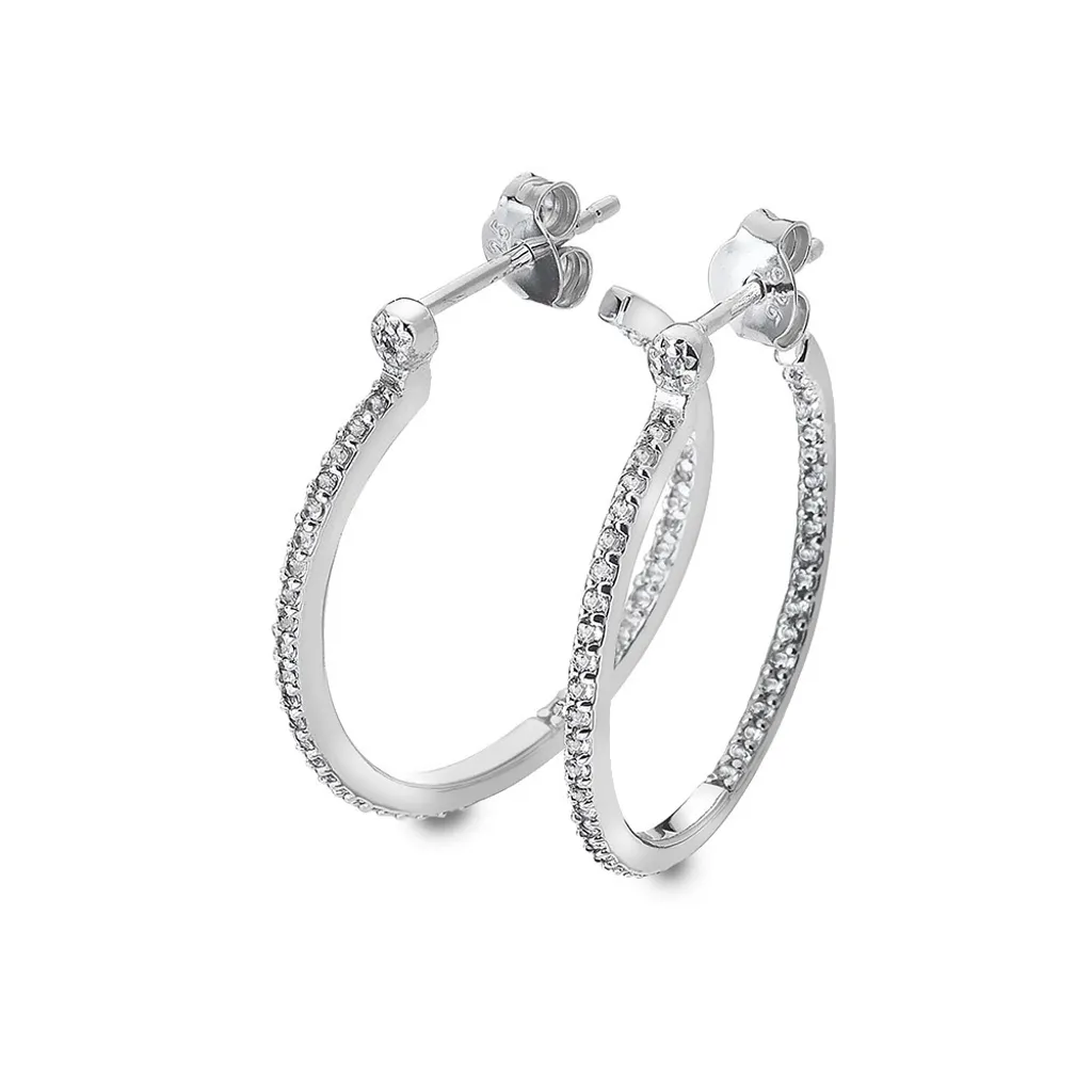 Puces d'oreilles en argent rhodié avec topazes blanches scintillantes