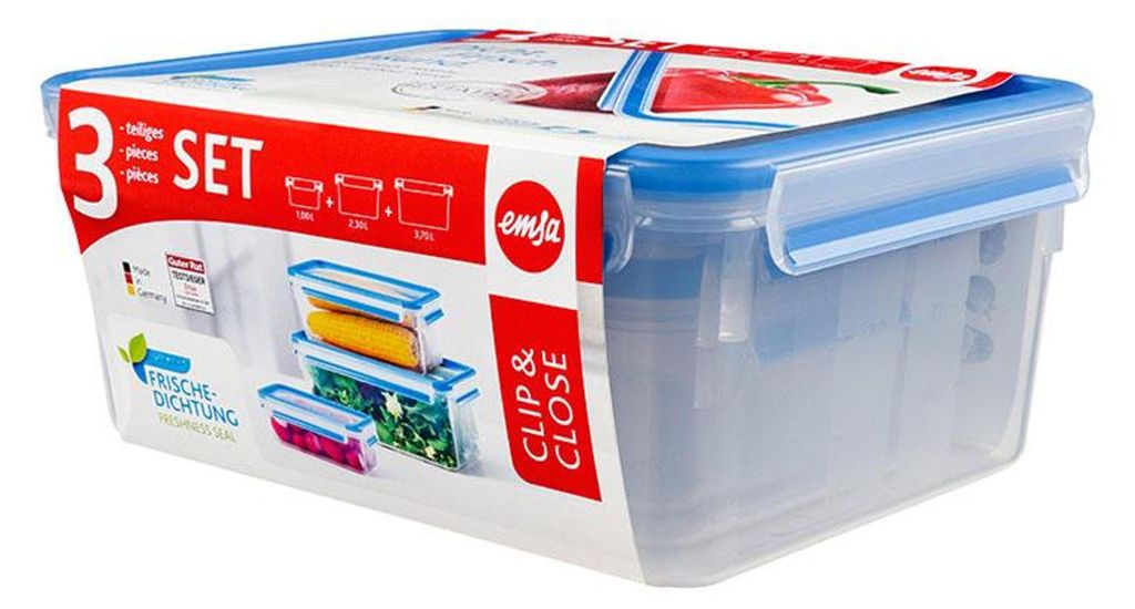 EMSA Set de boîtes de conservation Clip & Close 1 litre/2,3 Image du produit 