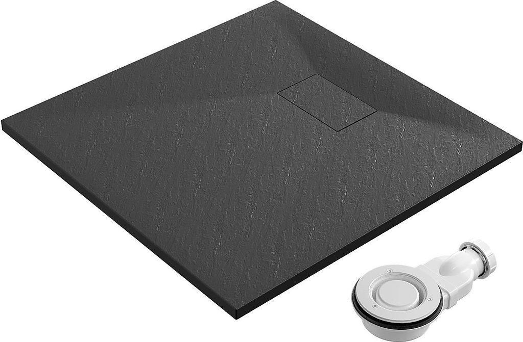 SMC Duschwanne 90x90cm schwarz Steinoptik mit Produktbild 