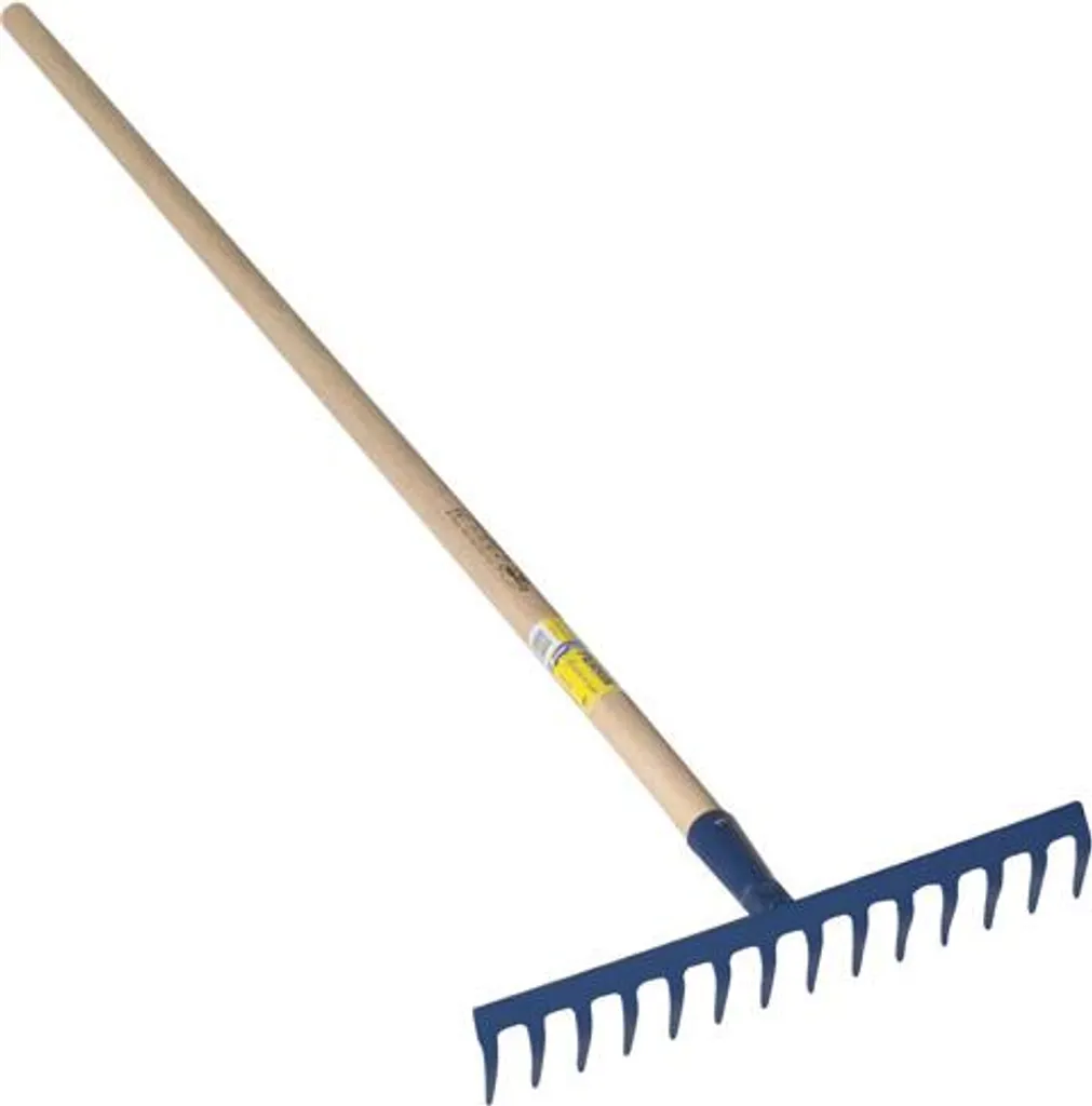 Râteau robuste 16 dents courbes manche long 1,65m en acier renforcé