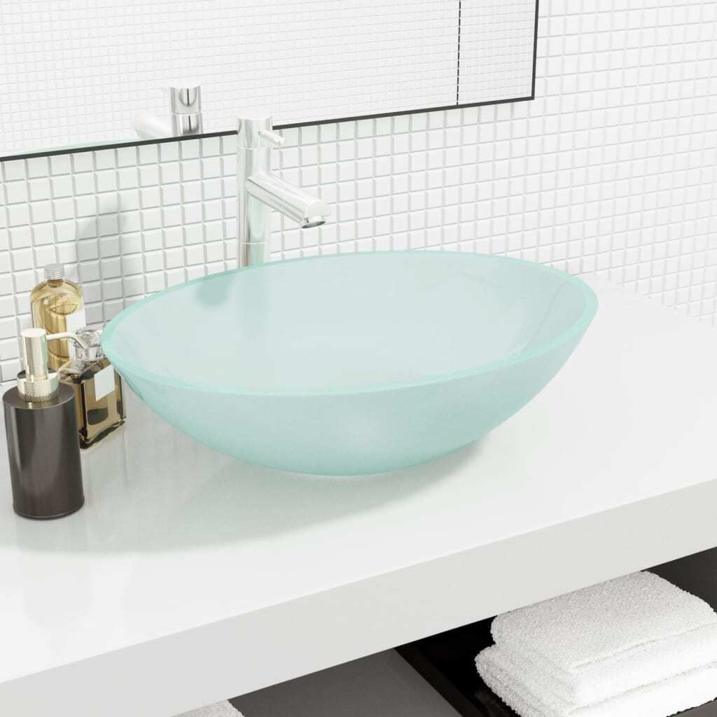 "SALE 2026"Waschbecken - elegantes Design - Aufsatzwaschbecken - Glas 50x37x14cm Matt NEU270297 - Waschbecken