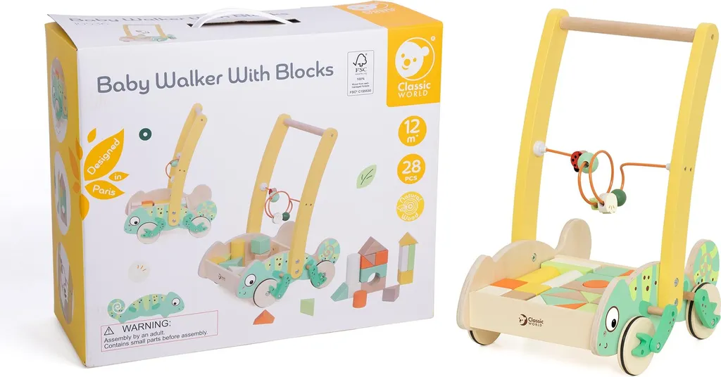 Trotteur en bois Caméléon stable avec blocs de construction - 9