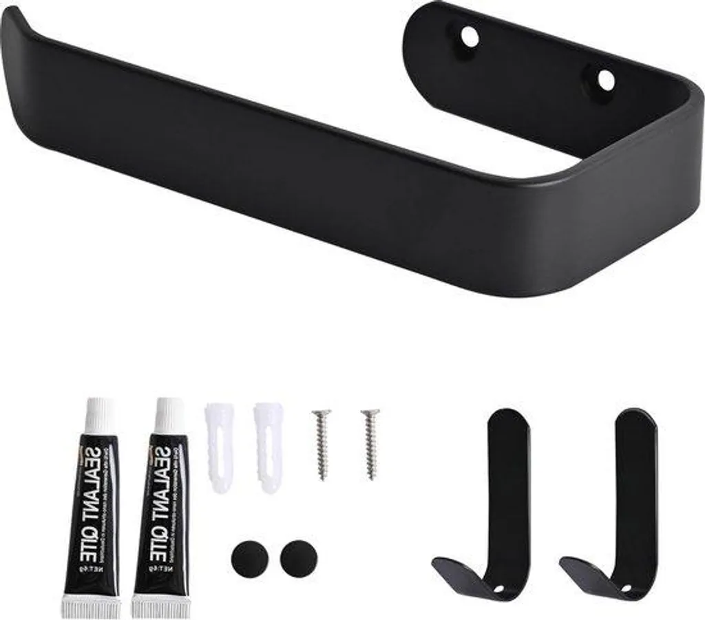 Solution rangement WC : support réservoir aluminium noir et crochet
