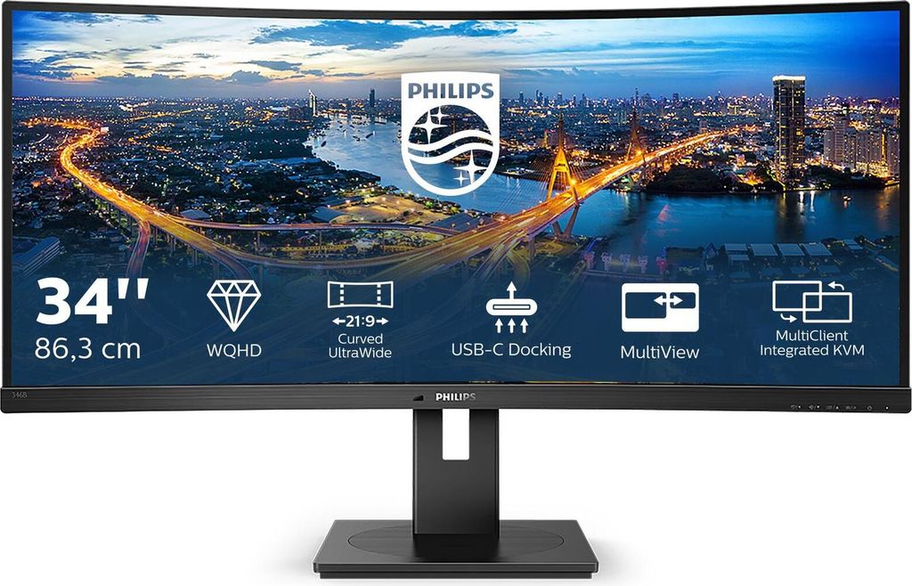 346B1C/00 (86.36 cm (34 Zoll), schwarz, WQHD, VA, Produktbild 