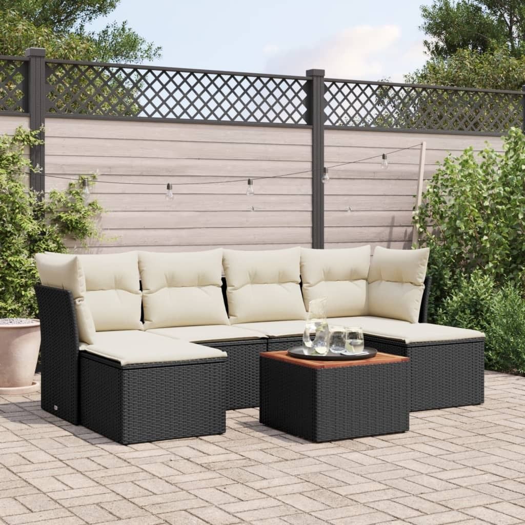 Maison Exclusive - 7-tlg. Garten-Sofagarnitur mit Kissen Schwarz Poly Rattan