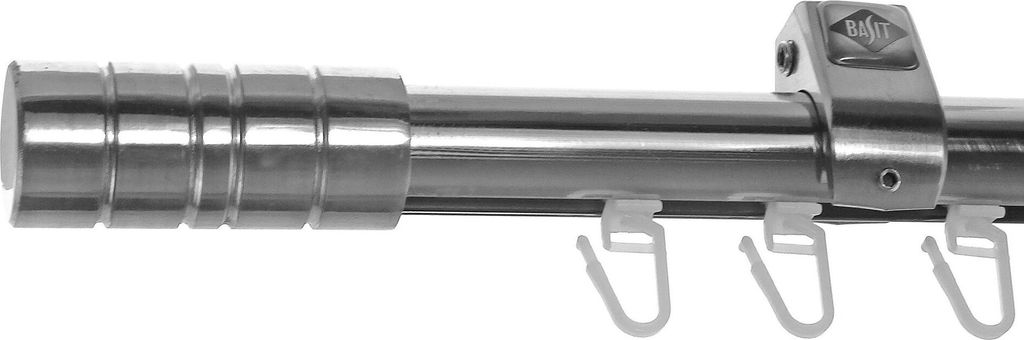 Innenlauf Edelstahl Look Gardinenstange 20mm Deckenträger 1-läufig Zylinder, Länge wählbar D50 E34 I