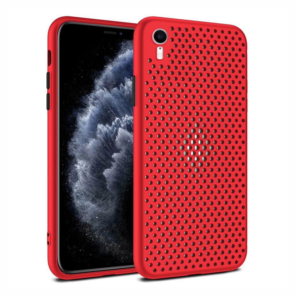 Smartphonica iPhone Xr Silikonhülle mit Löchern - Rot