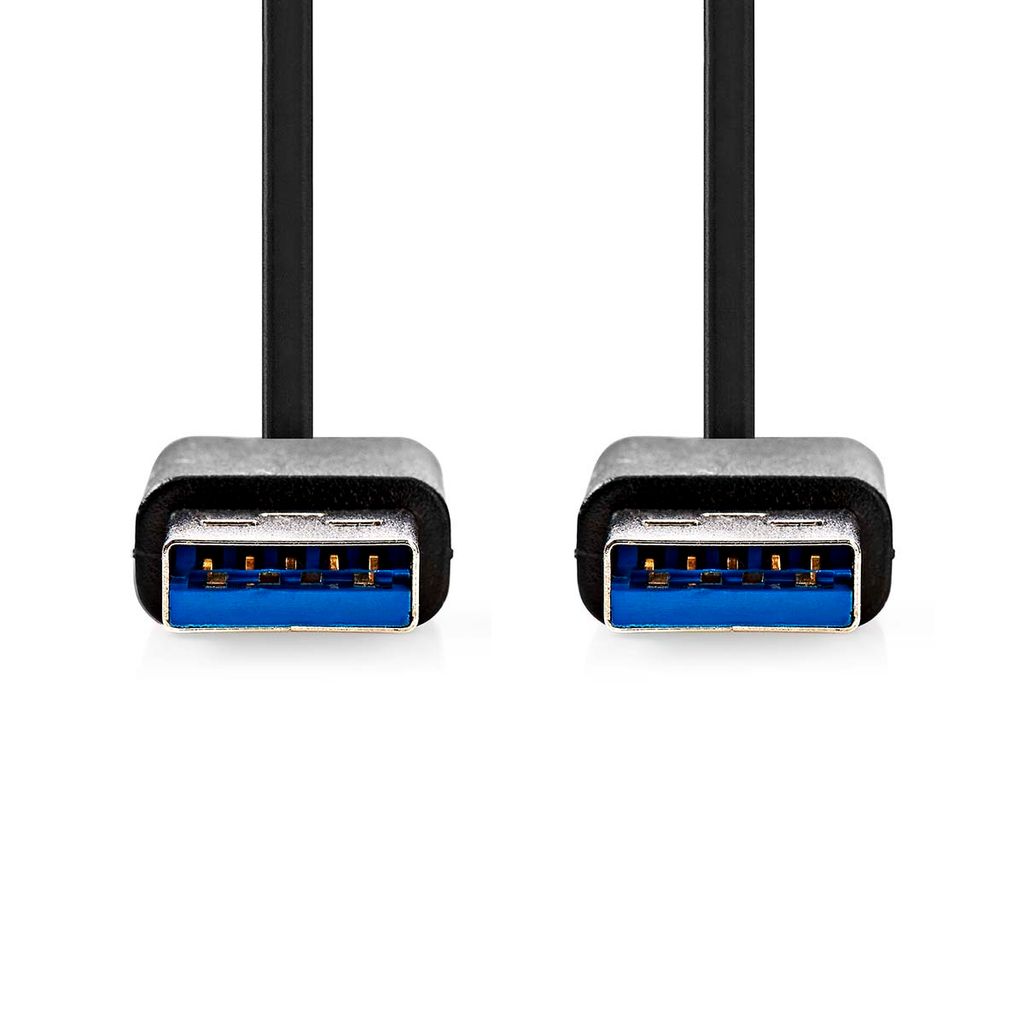 Nedis USB-Kabel - USB 3.2 Gen 1 - USB-A Stecker - USB-A Stecker - 5 Gbps - Vernickelt - 2.00 m - Rund - PVC - Schwarz - Box