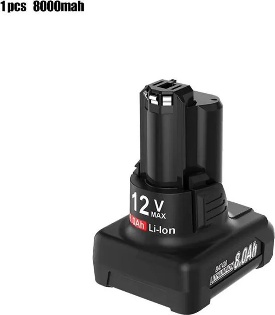 Batteria di ricambio - BAT420 12V Li-Ion - 8,0Ah (8000 mAh) - Per utensili elettrici a batteria - Compatibile con BAT411/BAT412/BAT413/BAT414 - 1 pezzo - Verde