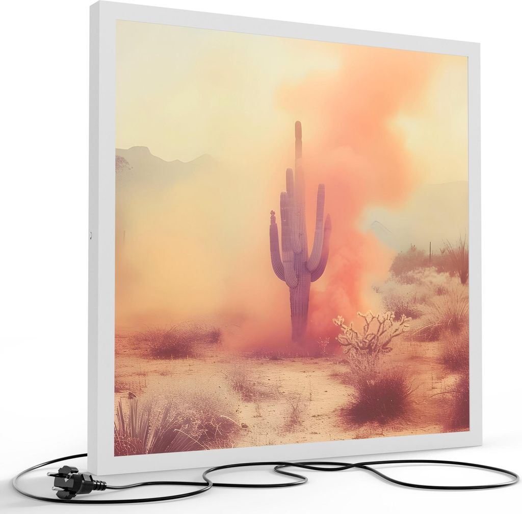 DEQORI LED-Bild & Lampe 60x60 cm Weiß 'Rauchzeichen der Wüste' Leuchtbild LED Leuchte