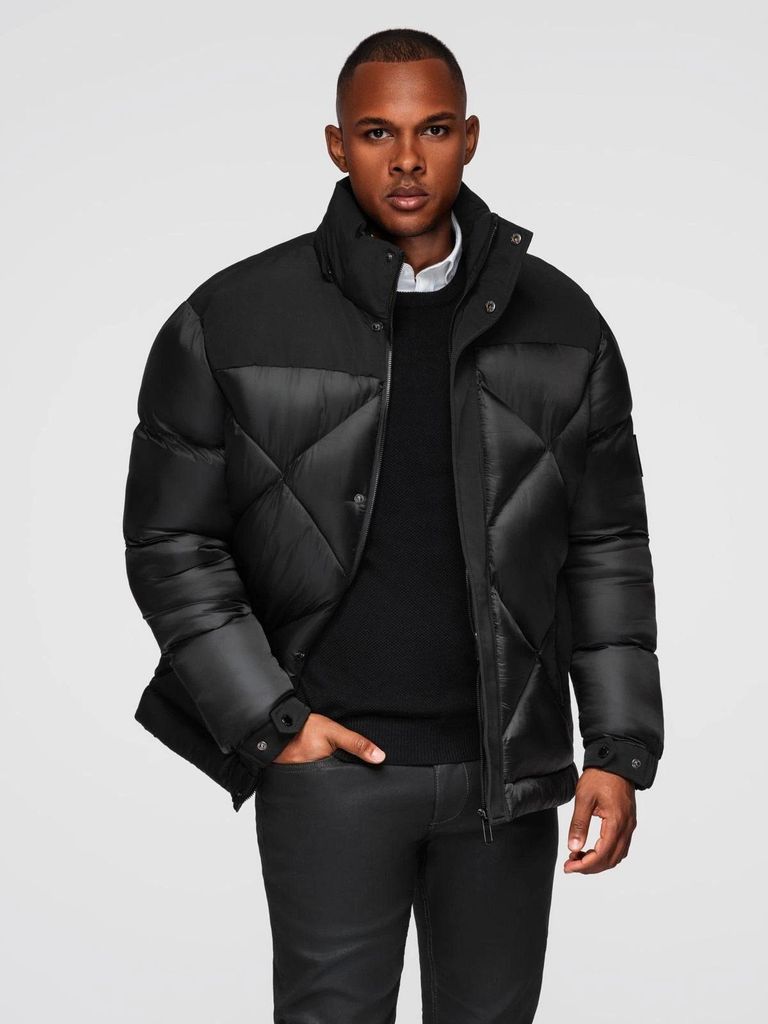 Ombre Clothing Winterjacke für Männer Weloop schwarz L