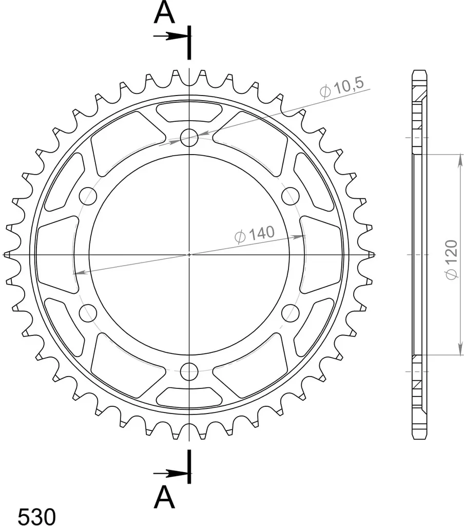 Couronne en Acier Supersprox 42 Dents Pas 530 pour Moto de Grosse Cylindrée