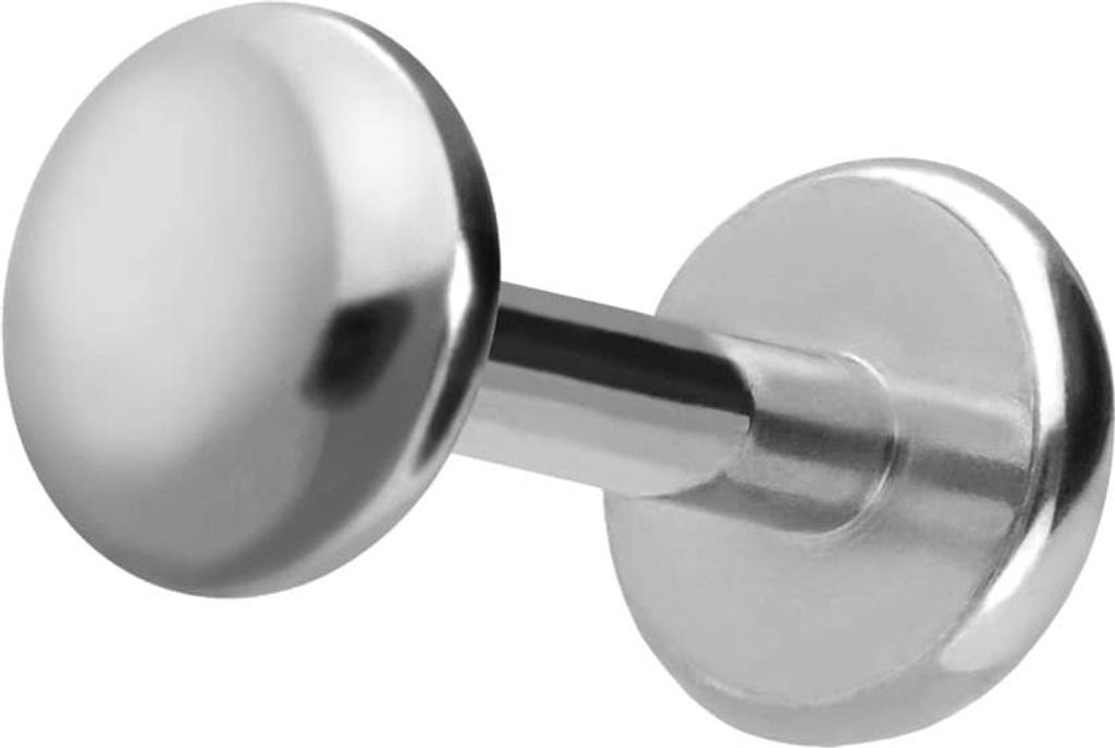 Ohrpiercing, Nasenpiercing Titan Labret mit Push Fit DISC Silber Stablänge: 7mm | Stabstärke: 1,2mm | Discgröße: 4mm