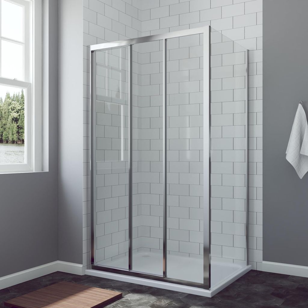 Dusche Schiebetür mit Seitenwand 120 x 90 x 195 cm Duschkabine Eckdusche 6 mm Sicherheitsglas Duschabtrennung Glas Duschwand