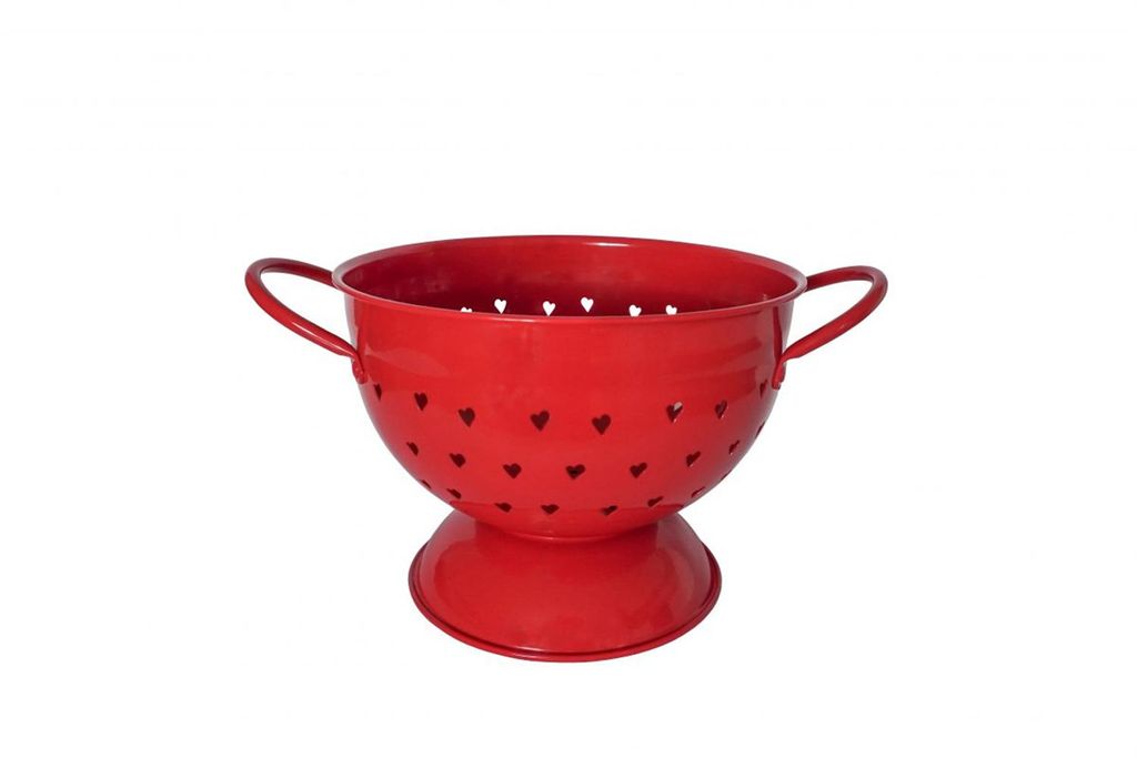 Isabelle Rose Retro Küchensieb Rot Metall Nudelsieb Herzmotiv ca. Ø 29 x 15,5 cm