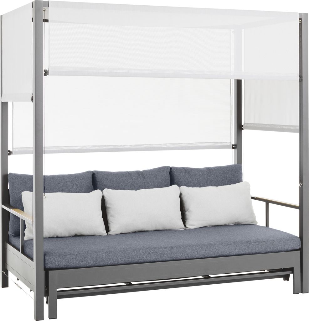 Dehner Gartenmöbel Daybed Hollywood, 3-Sitzer, inkl. Polster, 195 x 183 x 195 cm, Aluminium / Stahl / Polyester, schwarz /grau