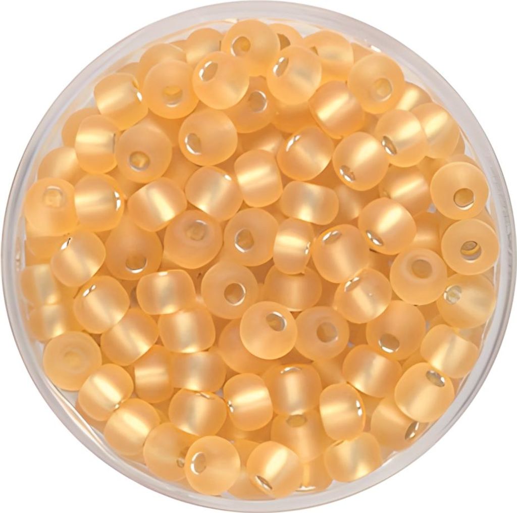 Rocailles matt beige 4,5mm 17 g, Silbereinzug