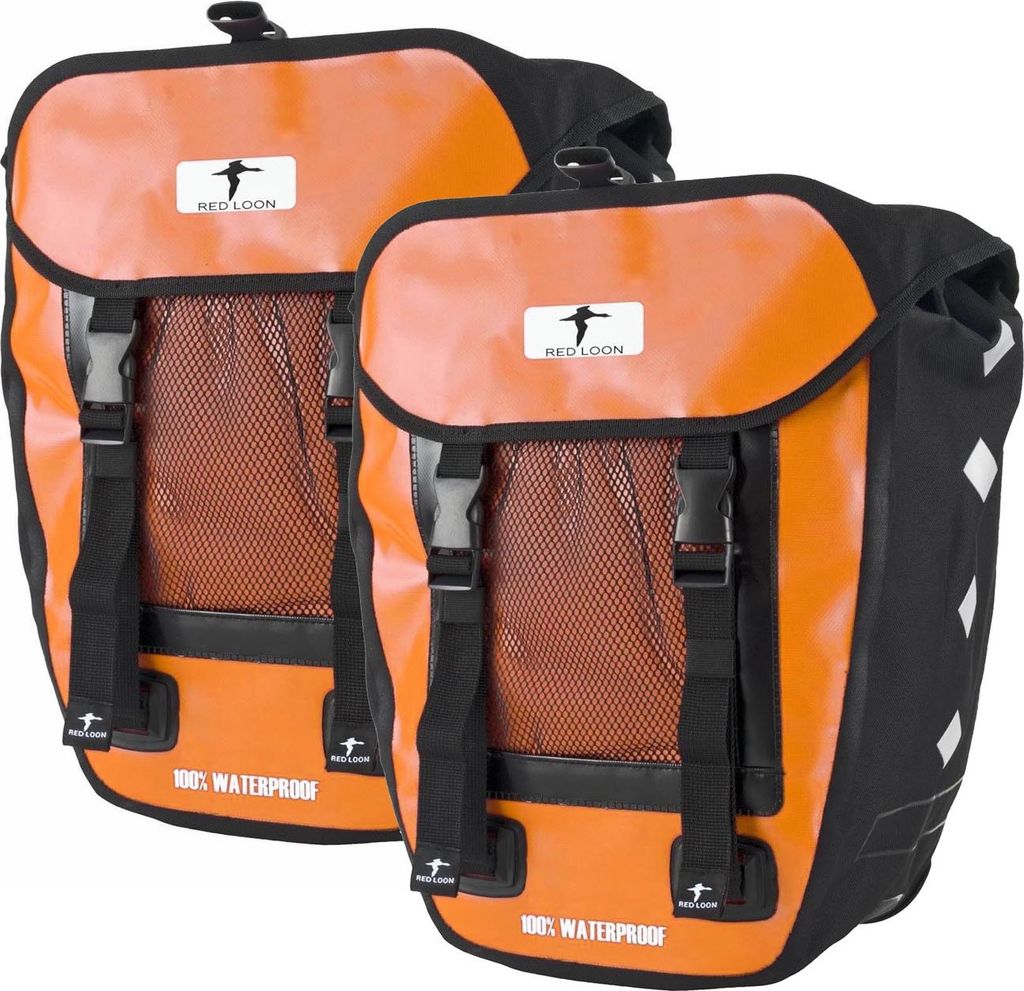 2x Red Loon Pro Packtasche Fahrradtasche Gepäckträgertasche LKW-Plane wasserdicht (orange/schwarz)
