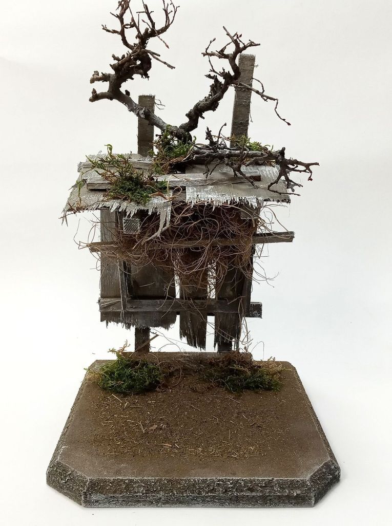 Krippenstall, Krippe, für 10-12 cm Krippenfiguren. Weihnachtskrippe. grau