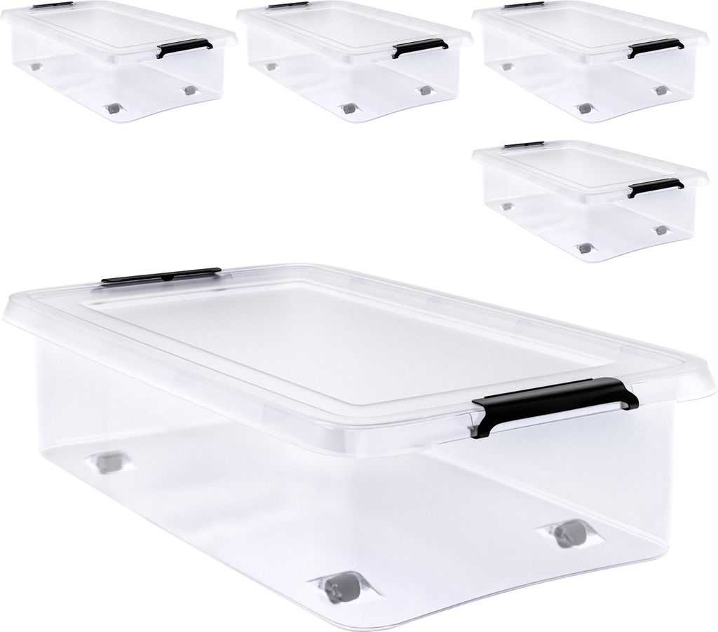 DEUBA® 4x Boîte de rangement 30L en plastique transparent Image du produit 