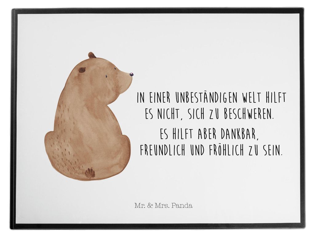 Mr. & Mrs. Panda Schreibunterlage Bär Schulterblick - Weiß - Geschenk, Bärenliebe, Unterlage Schreibtisch, Motivation, malunterlagen, Selbstacht...