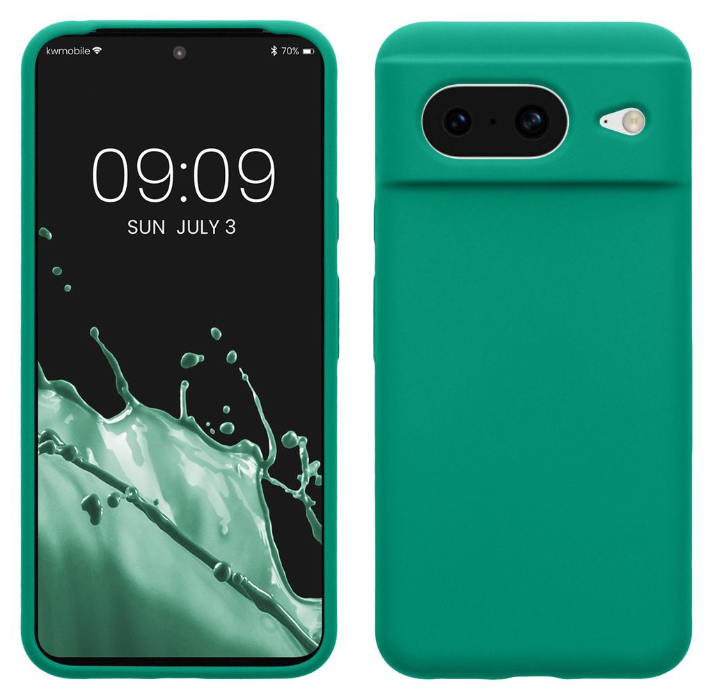 kwmobile Handyhülle für Google Pixel 8 Hülle, für Pixel 8 Case - Hülle Silikon - kabelloses Laden - Smaragdgrün
