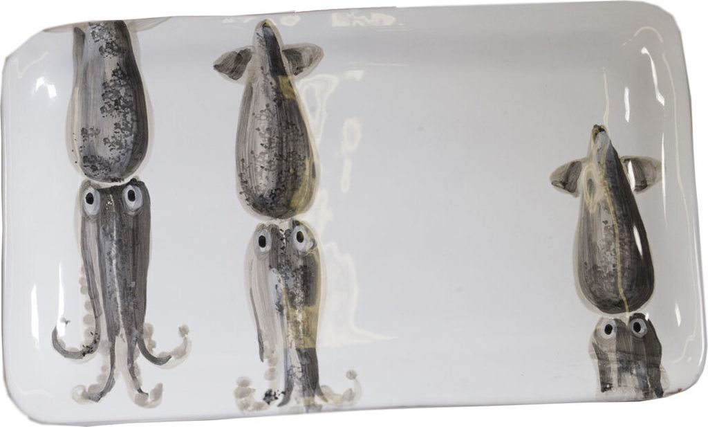 Speiseteller, Servierplatte MARINA CALAMARO Tintenfisch 36x21cm Virginia Casa
