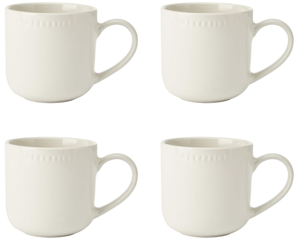 Mikasa Cranborne Set de 4 Tassen de Steingut, 320ml, Keramik, Tee & Kaffee, spülmaschinen- & mikrowellenfest