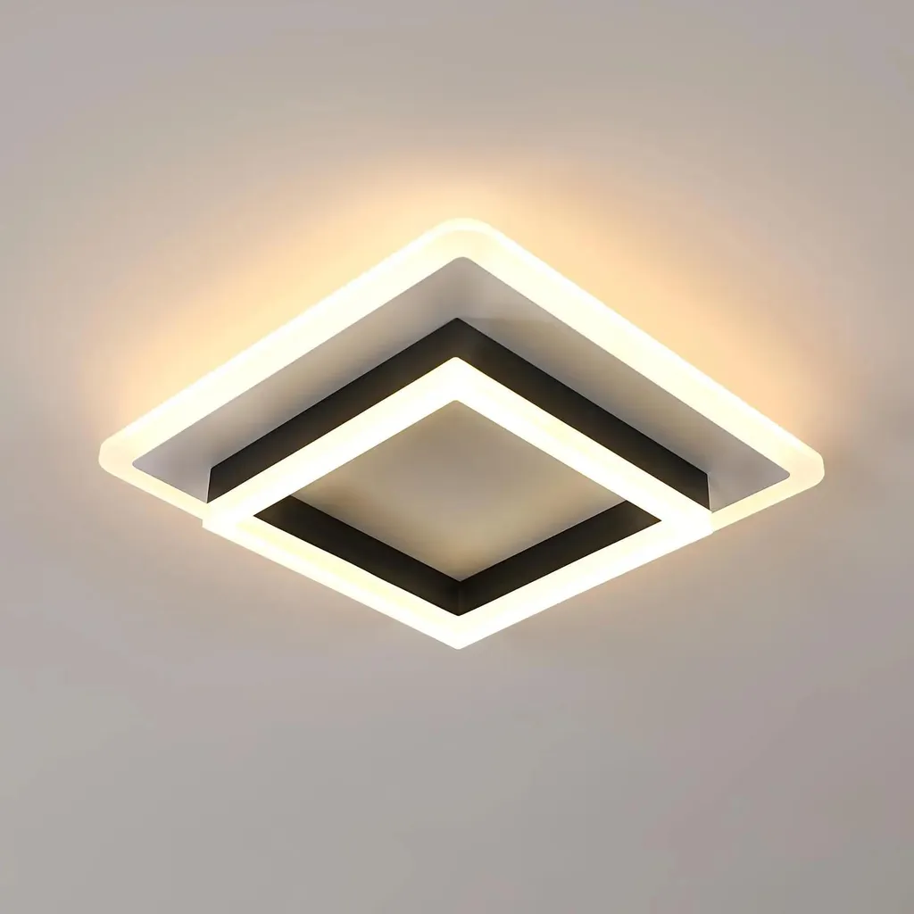 Plafonnier LED moderne noir 2 sources lumineuses 5-10m² CA 90-260V