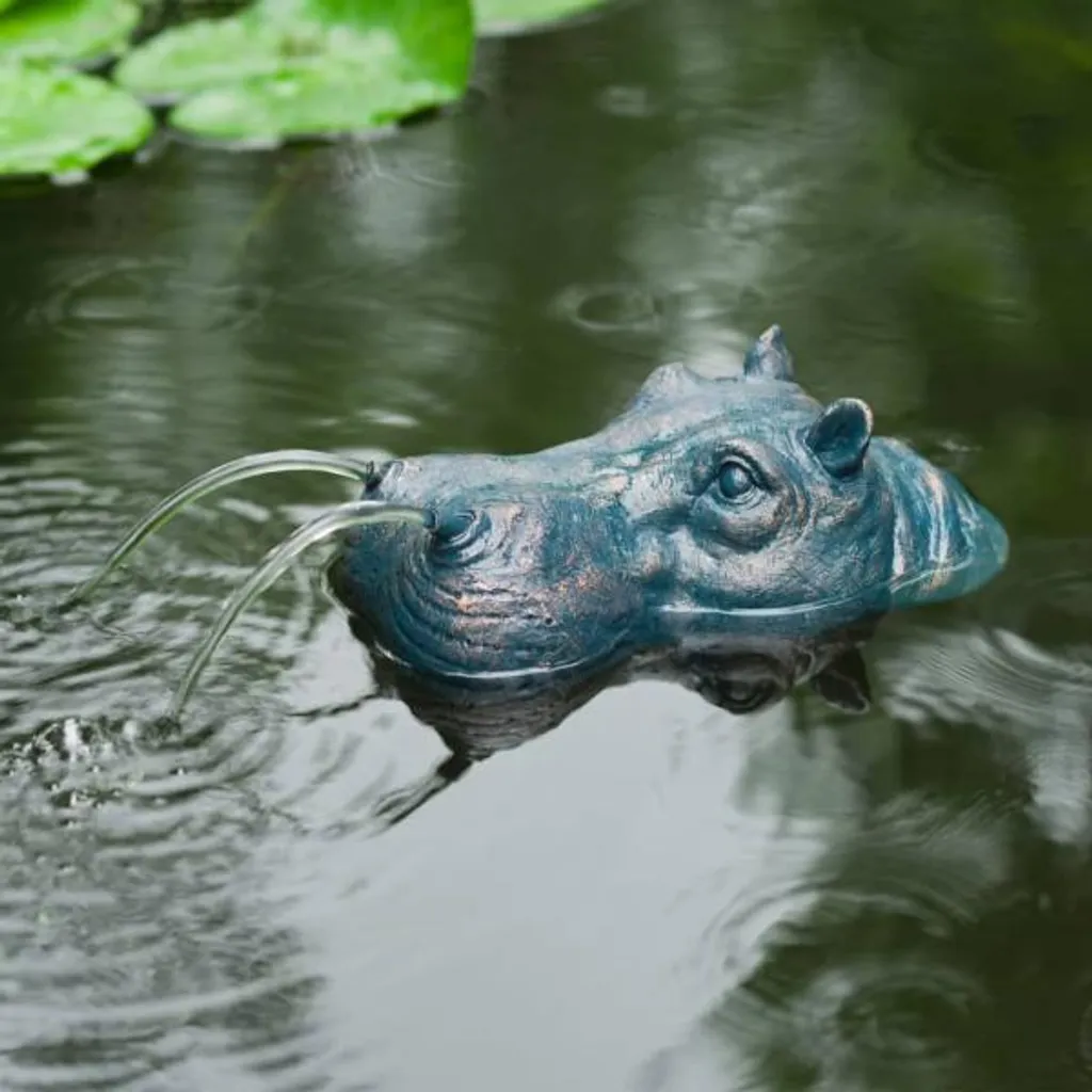 Gargouille Hippopotame Ubbink en Polyrésine - Jet d'Eau Déco pour Étang