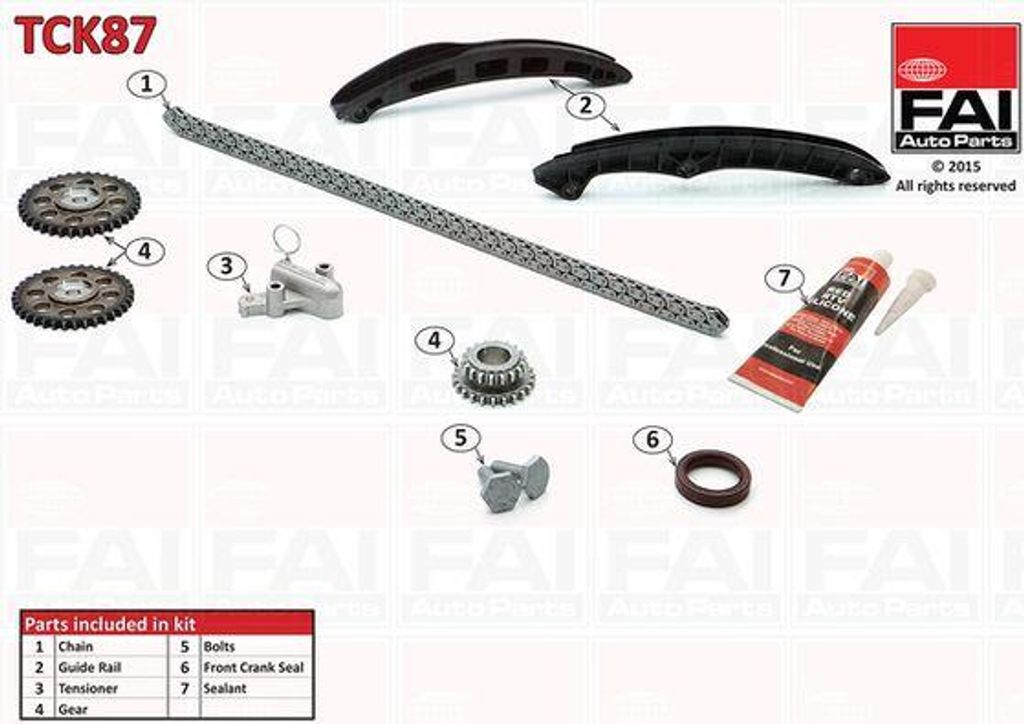FAI AutoParts TCK87 Steuerkettensatz OE 03C109158A kompatibel mit Golf Plus, Golf V, Micra, Stilo