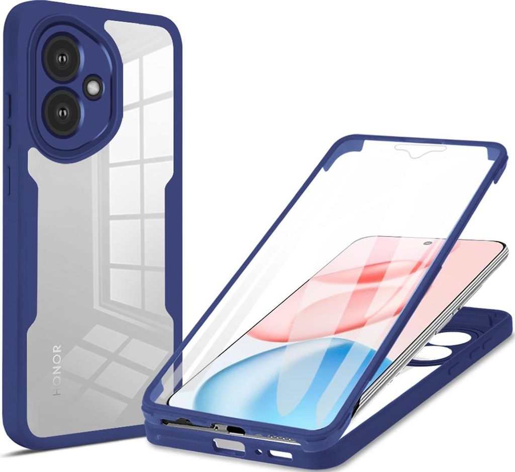 Schutzhülle für Honor 400, Eingebautem Displayschutz 360 Grad Komplettschutz Handyhülle Blau