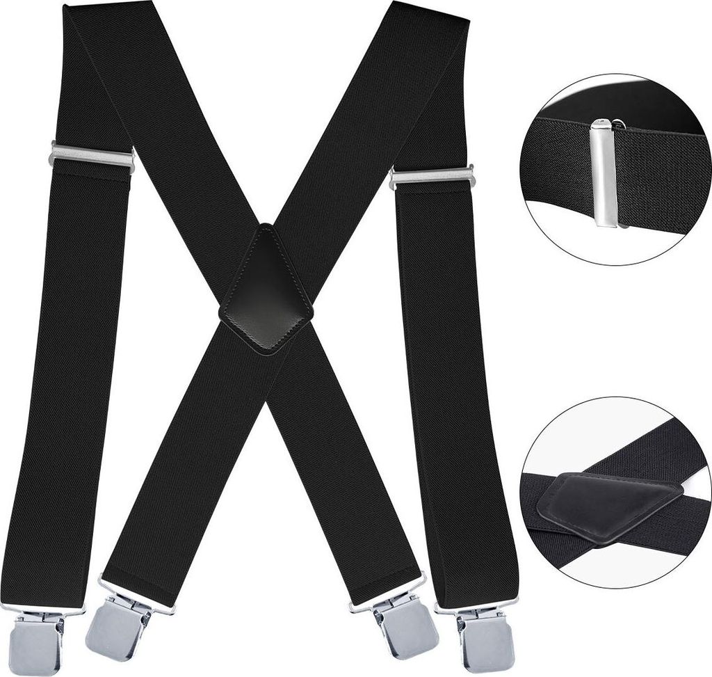 Modische herrenhosenträger, elastisch, 4 clips, breite 5cm, Produktbild 