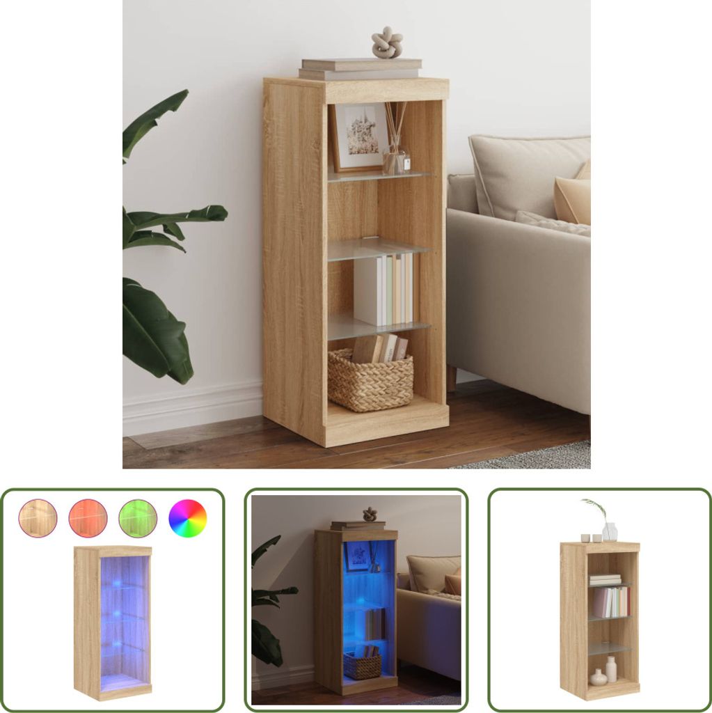 The Living Store Sideboard mit LED-Leuchten Sonoma-Eiche 41x37x100 cm