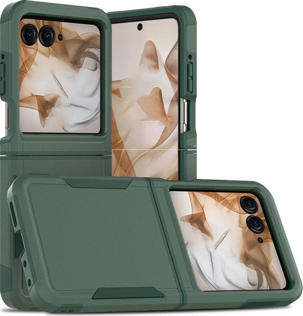 Mobigear Heavy Armor Motorola Razr 50 Hülle Hardcase Backcover Stoßfest - Dunkelgrün