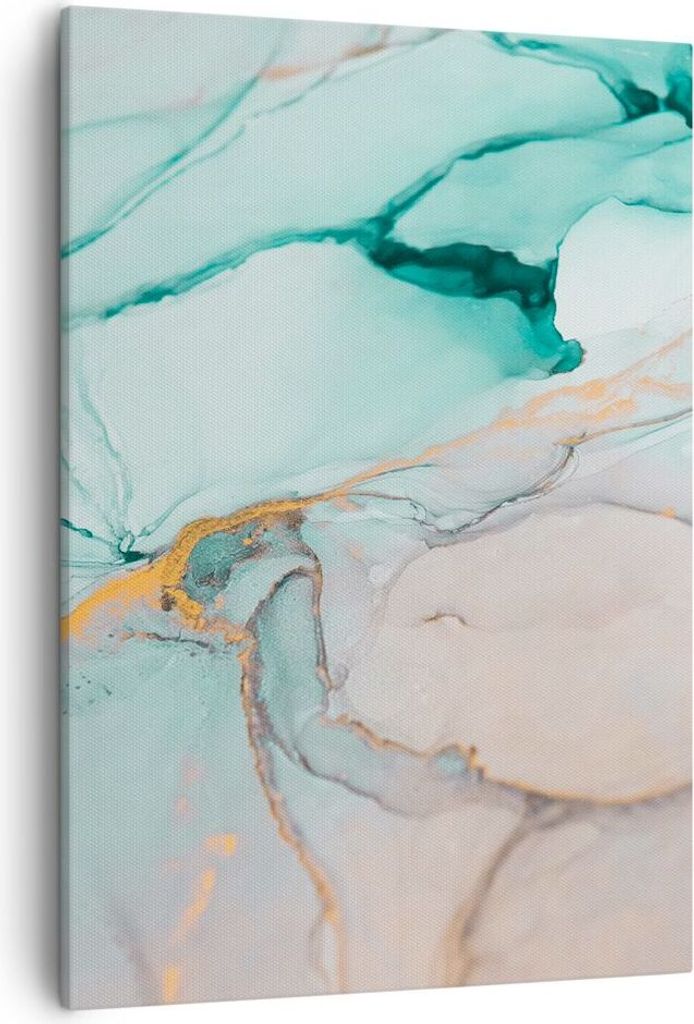 Bild auf Leinwand - Leinwandbild - Einteilig - Marmor Abstraktion Türkis - 50x70cm - Wand Bild - Wanddeko - Wandbilder - Leinwanddruck - Wanddekor...