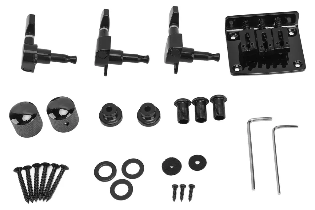 Kit chevalet guitare 3 cordes en métal robuste et boutons chromés