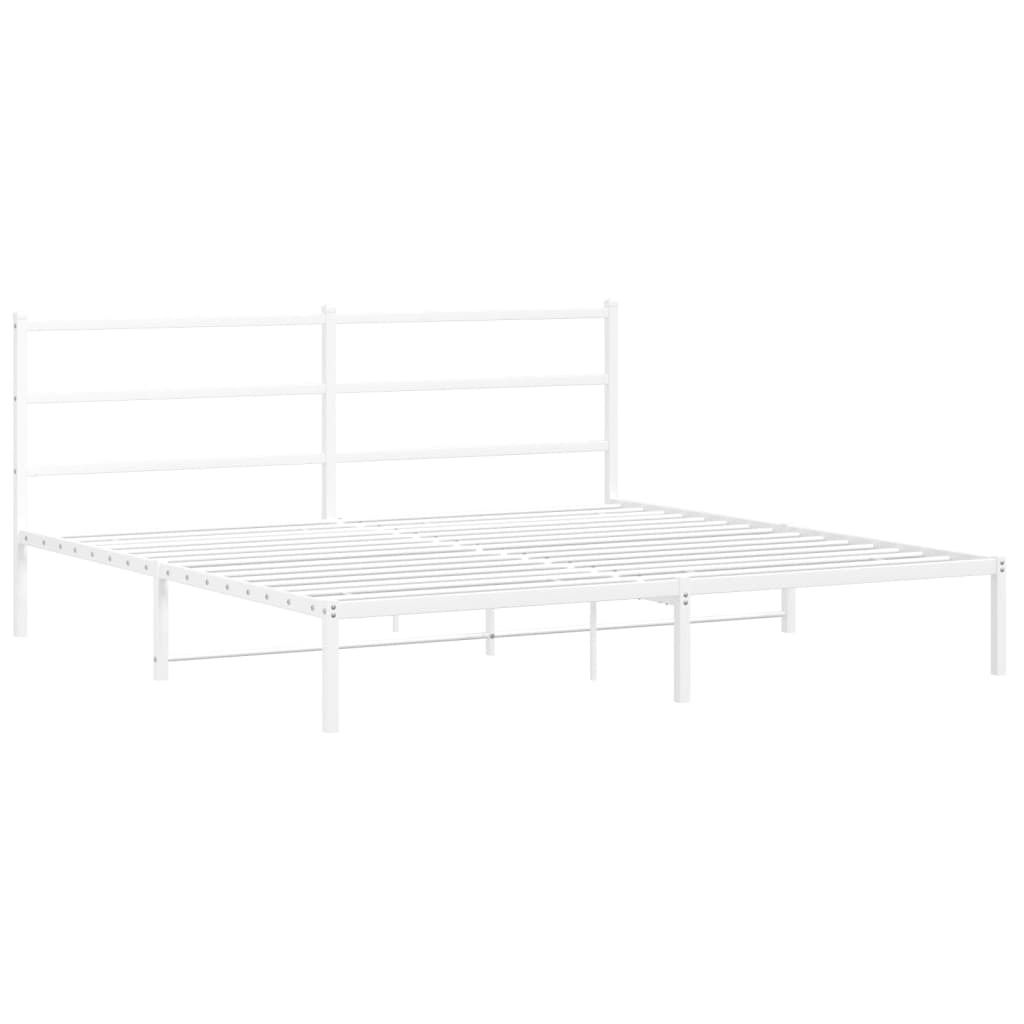 Bettgestell mit Kopfteil Metall Weiß 193x203 cm