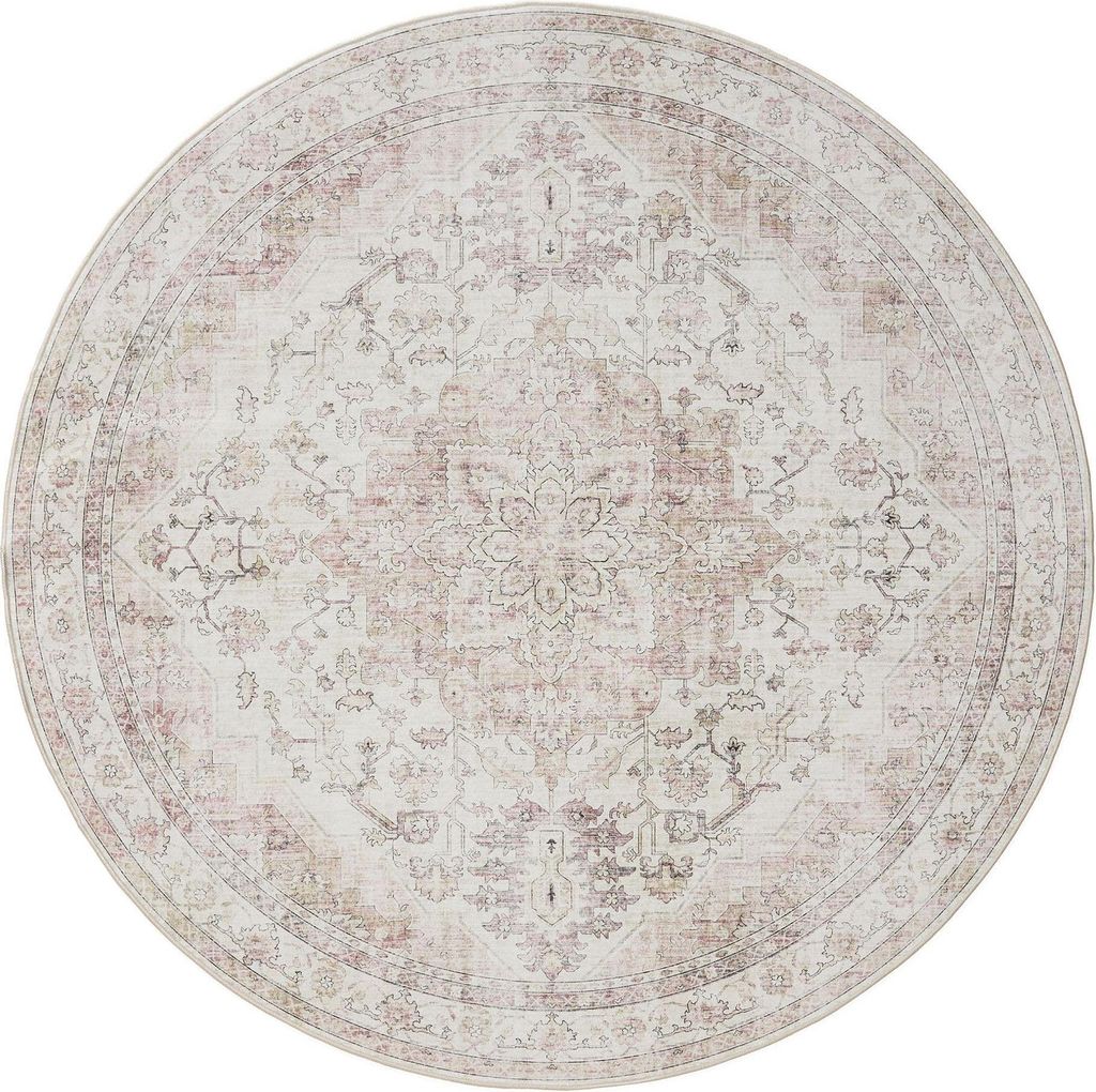 benuta Waschbarer Vintage Teppich George Rosa/Beige ø 160 Produktbild 
