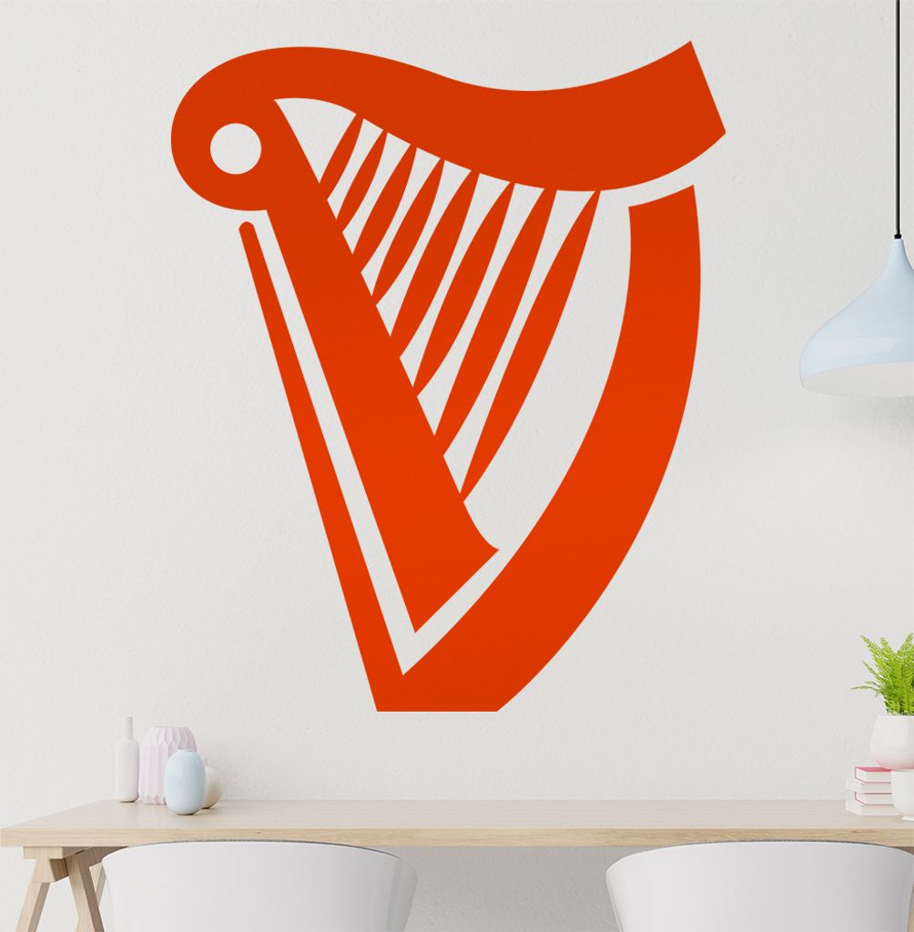 Harfe Wandtattoo in 6 Größen - Wandaufkleber Wall Sticker - Dekoration, Küche, Wohnzimmer, Schlafzimmer, Badezimmer