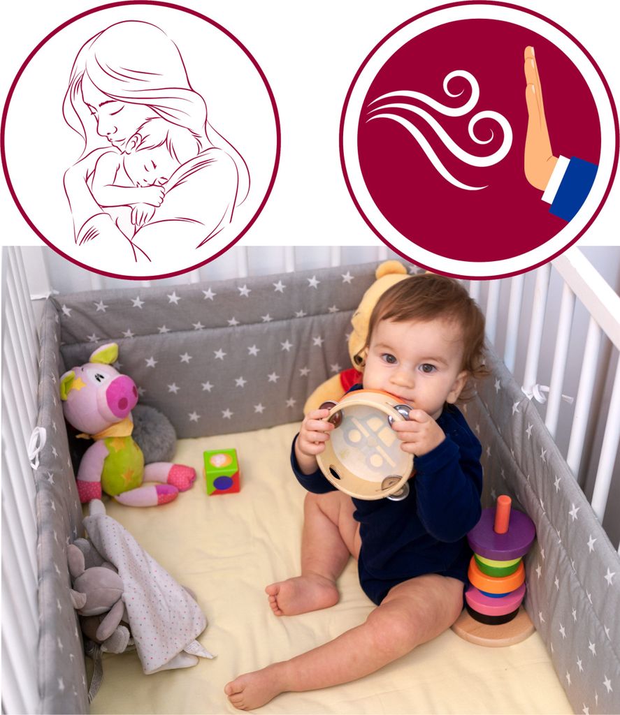 Amilian 180 cm Bettumrandung für Babybett - Beige Produktbild 4
