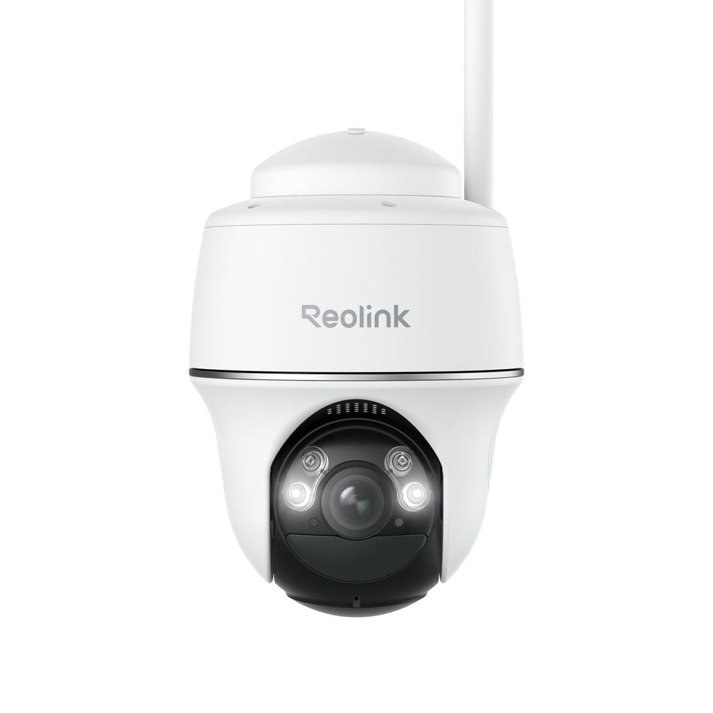 A white Reolink Argus PT security camera is shown against a white background.