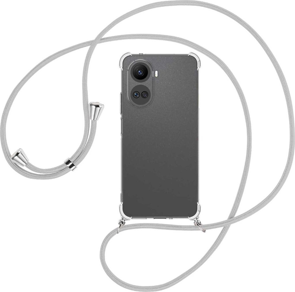 Handykette Backcover-Schutzhülle mit Band (Metall silberfarben) für Huawei nova 10 SE (BNE-LX1,LX3) - silbergrau