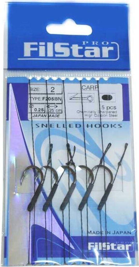 5 x Carp Rig mit Wirbel Boilievorfach Hair Rig Karpfenhaken (F205BN) 2 / Ø0,25mm / 25cm