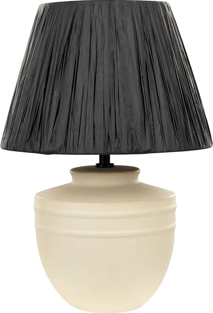 Lampe de table beige et noir 44 cm en céramique et papier conique