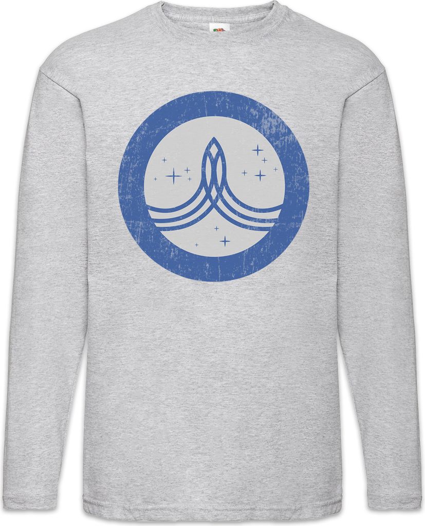 Urban Backwoods O Planetary Union Logo, Langarm T-Shirt, Farbe: Hellgrau, Größe: S