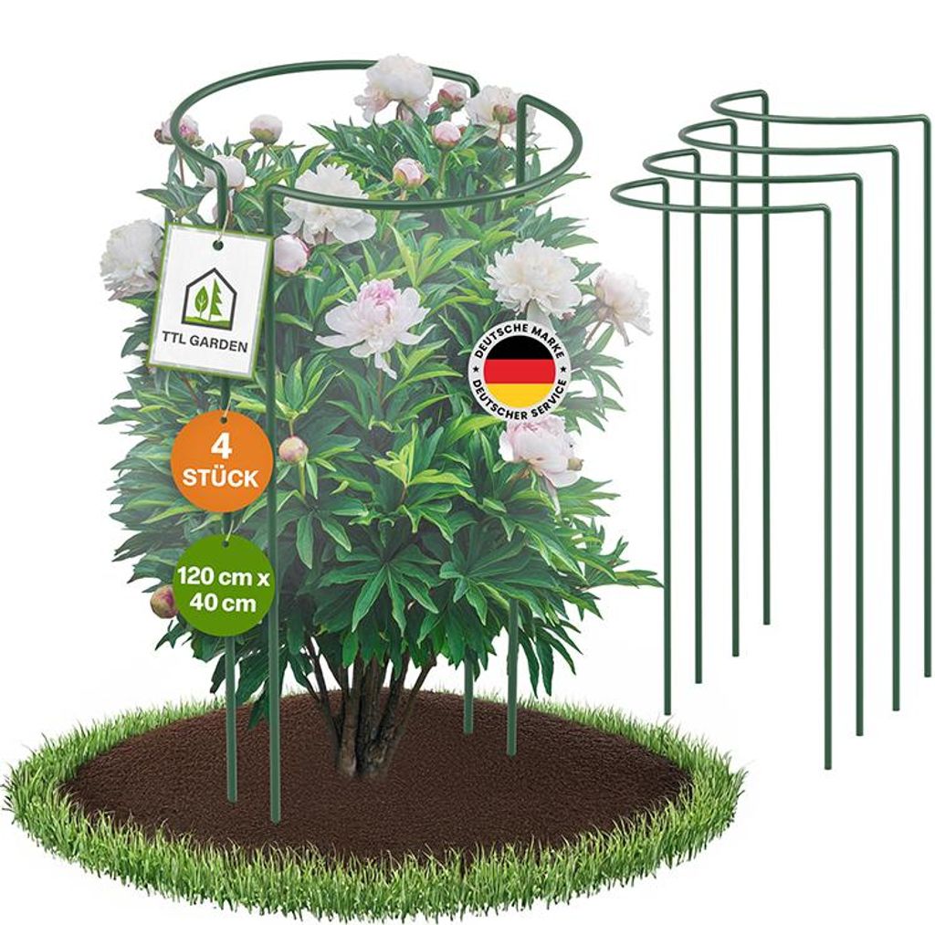 TTL GARDEN Strauchstützen 120x40cm 4er Set Pflanzenstütze Produktbild 