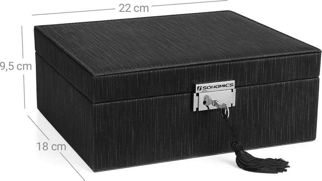 Rangement bijoux verrouillable noir : coffret pour coiffeuse - 6