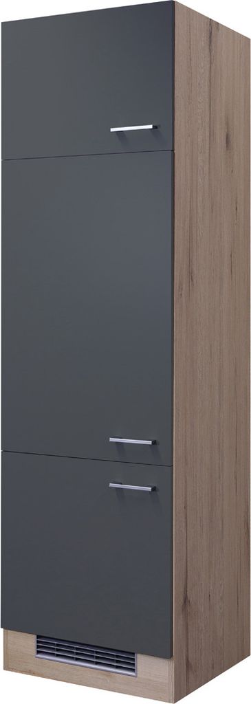 Geräteschrank für Kühlschrank - 60 cm breit - Basaltgrau Matt San Remo Eiche – Morena